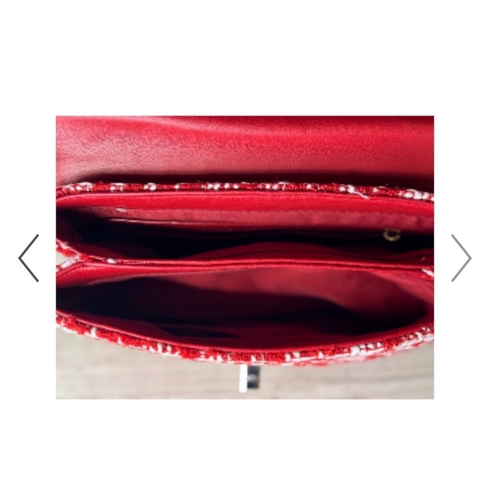 💖 NWT Badgley Mischka Red Tweed Chain Crossbody ✨ Chic Statement Bag - Picture 9 of 9